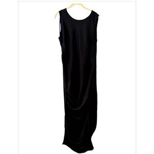 Etna Maar Black Modern Art-to-Wear Linen / Cotton Unique Maxi Croatian Dress L